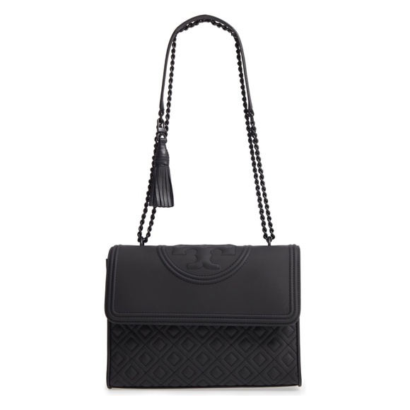 Tory Burch Fleming Matte Black Convertible Leather Handbag - Picture 1 of 14
